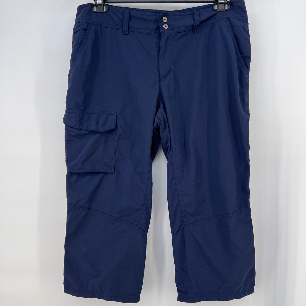 Columbia PFG Navy Blue Omni-Shade Nylon Cargo Capris Womens Size 12